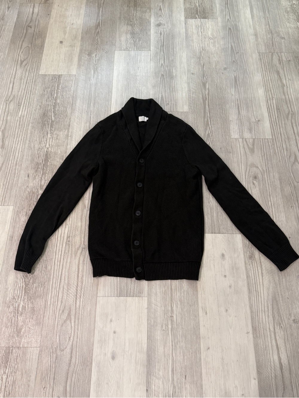 7 Diamonds Classic Black Shawl Collar Button-Up Men’s Sweater Size Large